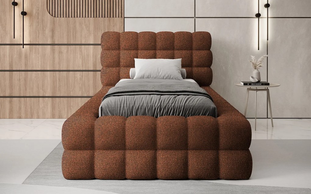 Pat lemn masiv Tapitat Tetrix Personalizabil 90x200 cm - Touch 18