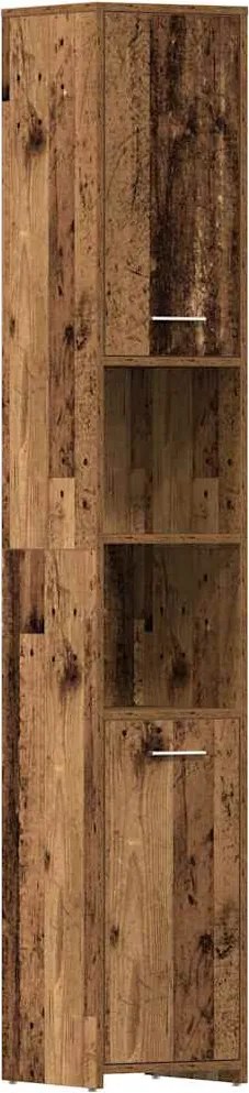 vidaXL Dulap de baie, Lemn vechi, 30x30x183,5 cm, PAL