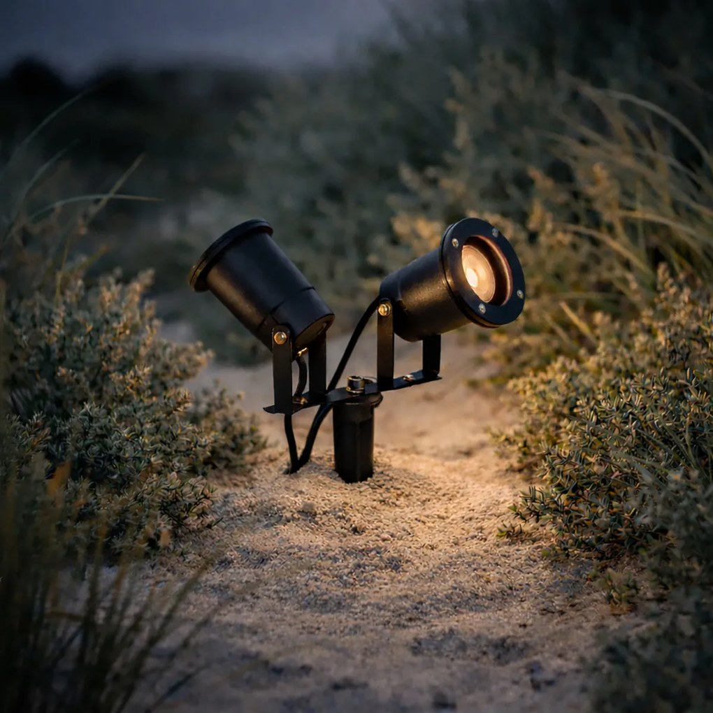 Spot modern de grădină negru, cu cablu și ștecher incluse, 150 cm, 2 lumini, IP65 - Basic