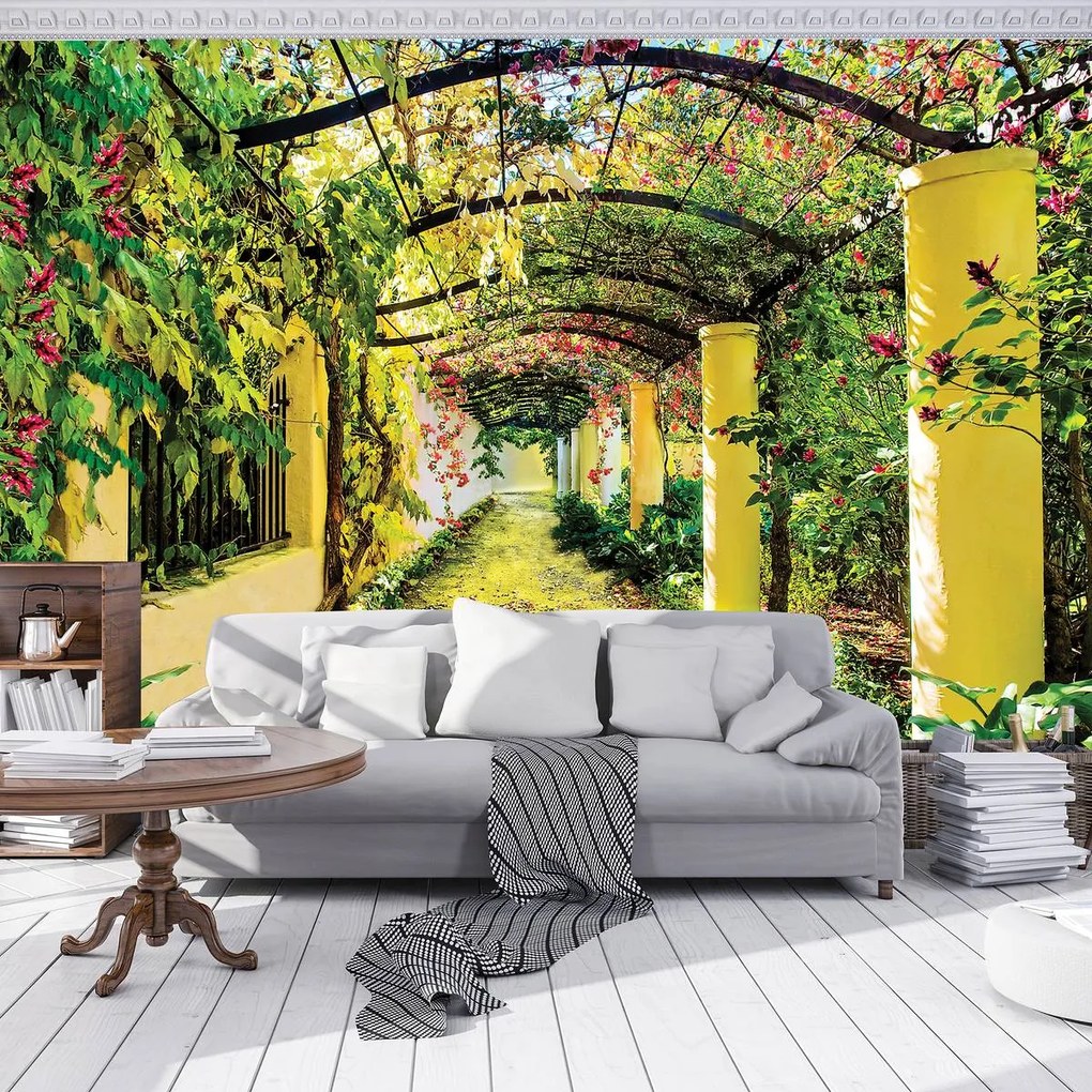 Fototapet - Stăduță cu flori (152,5x104 cm)