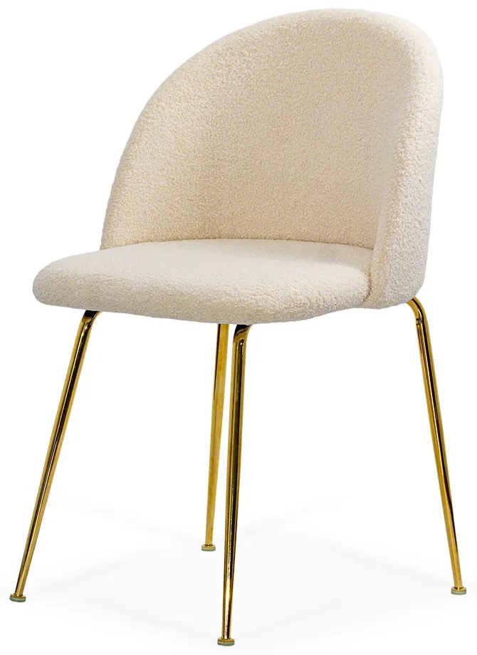 Scaune living bej din boucle cu cadru metalic auriu BUC 284