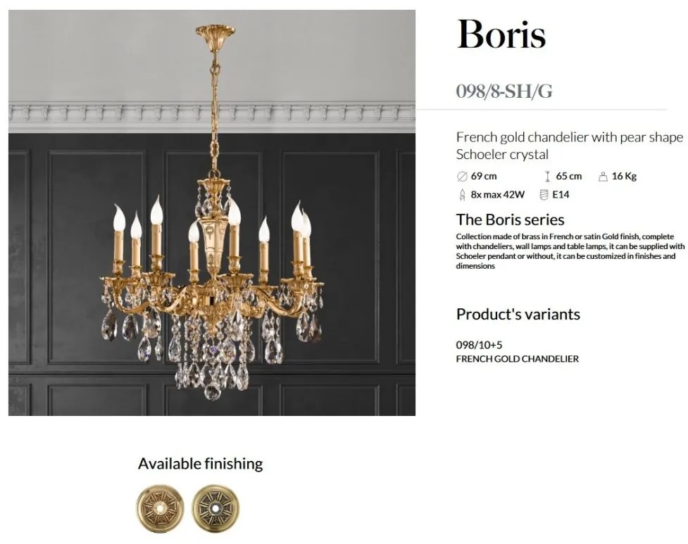 Candelabru 8 brate LUX cu cristale Scholer, Boris