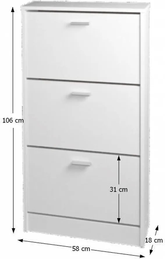 Dulap încălţâminte, trei rânduri, alb, MB DULAP ÎNCĂLTÂMINTE DA 13