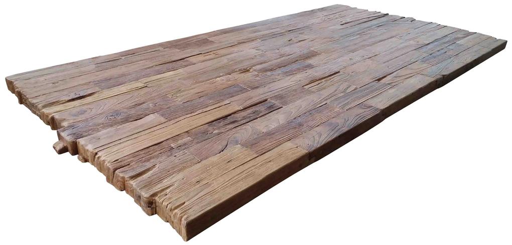 Masa dreptunghiulara din lemn de tec si cadru metalic maro 240x100 cm