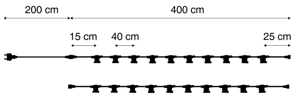 Ghirlande luminoase negre conectabile cu priză 10m 20 de lumini IP44 - Lubber