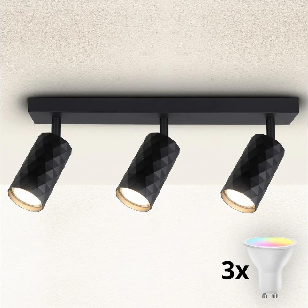 Brilagi - Spot LED RGBW reglabil SELE DIAMANT, 3x GU10/6W/230V, negru