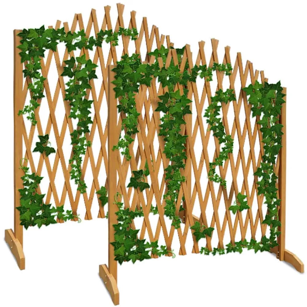 Grilaj din lemn ROSEMARY pentru flori, 200x107cm, maro natural Gardebruk