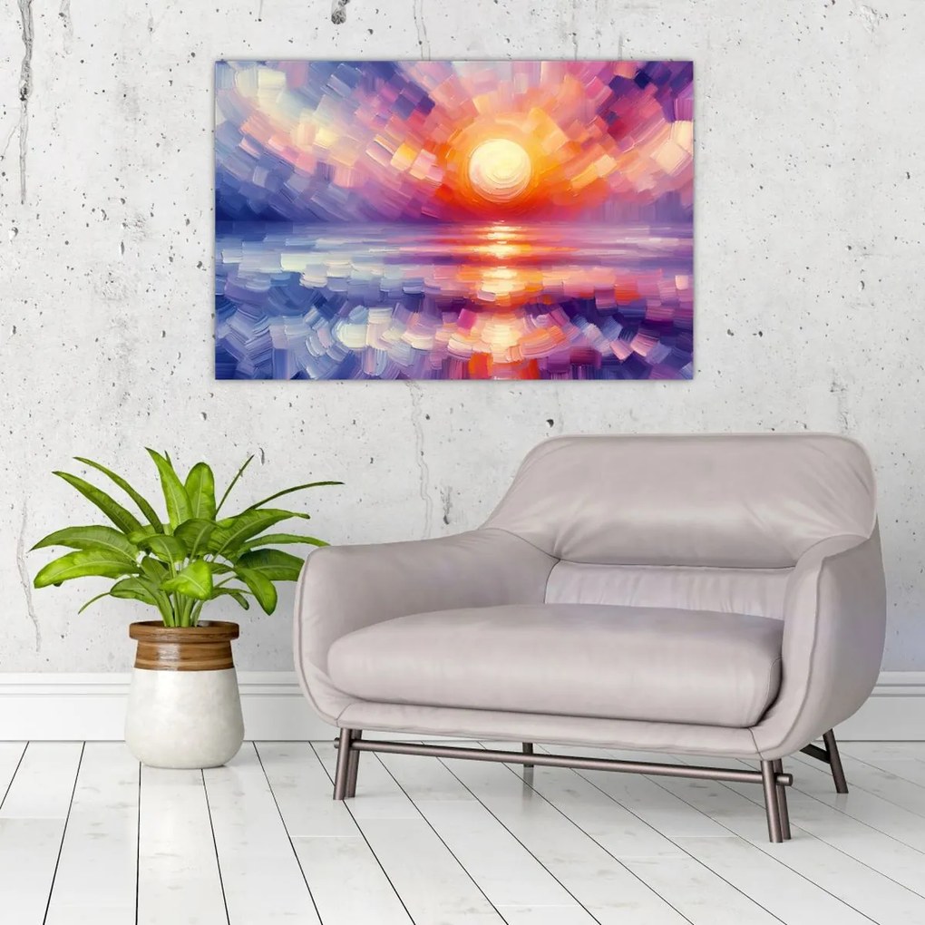 Tablou - Apus de soare artistic colorat (90x60 cm)