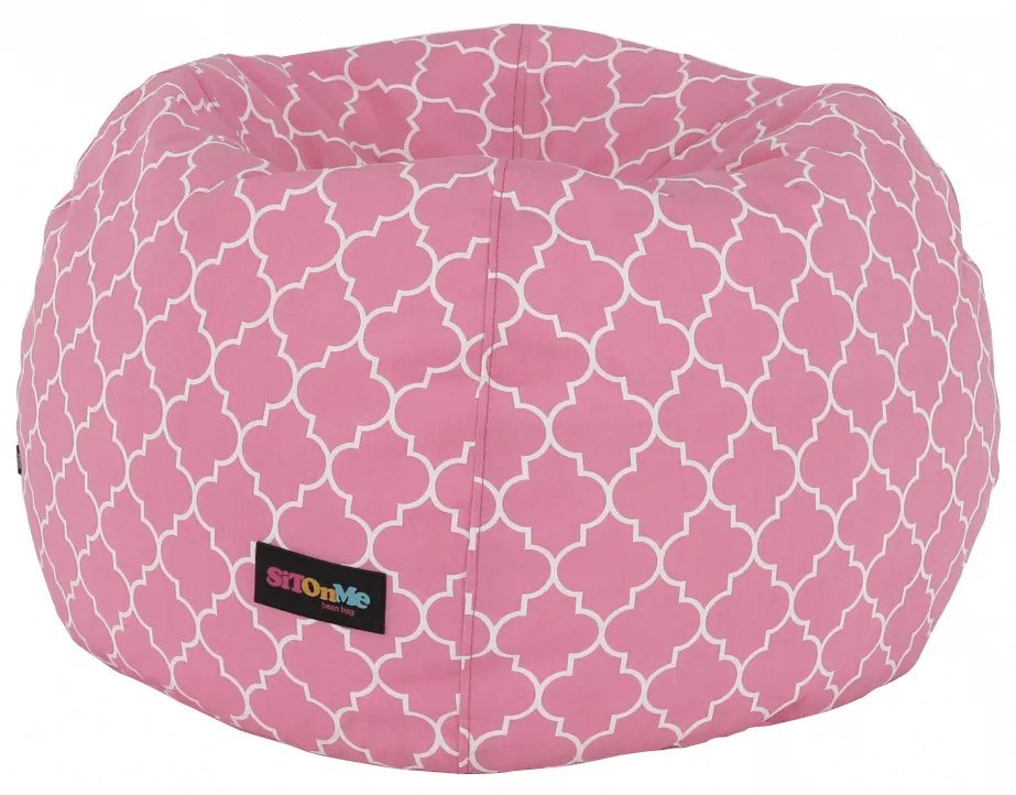 Fotoliu tip sac, roz/alb cu model, GOMBY