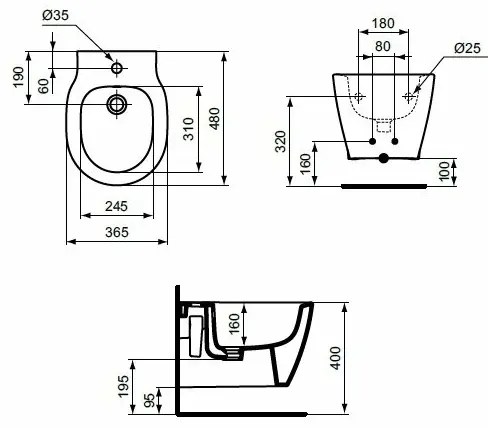 Bideu suspendat Ideal Standard Connect Space