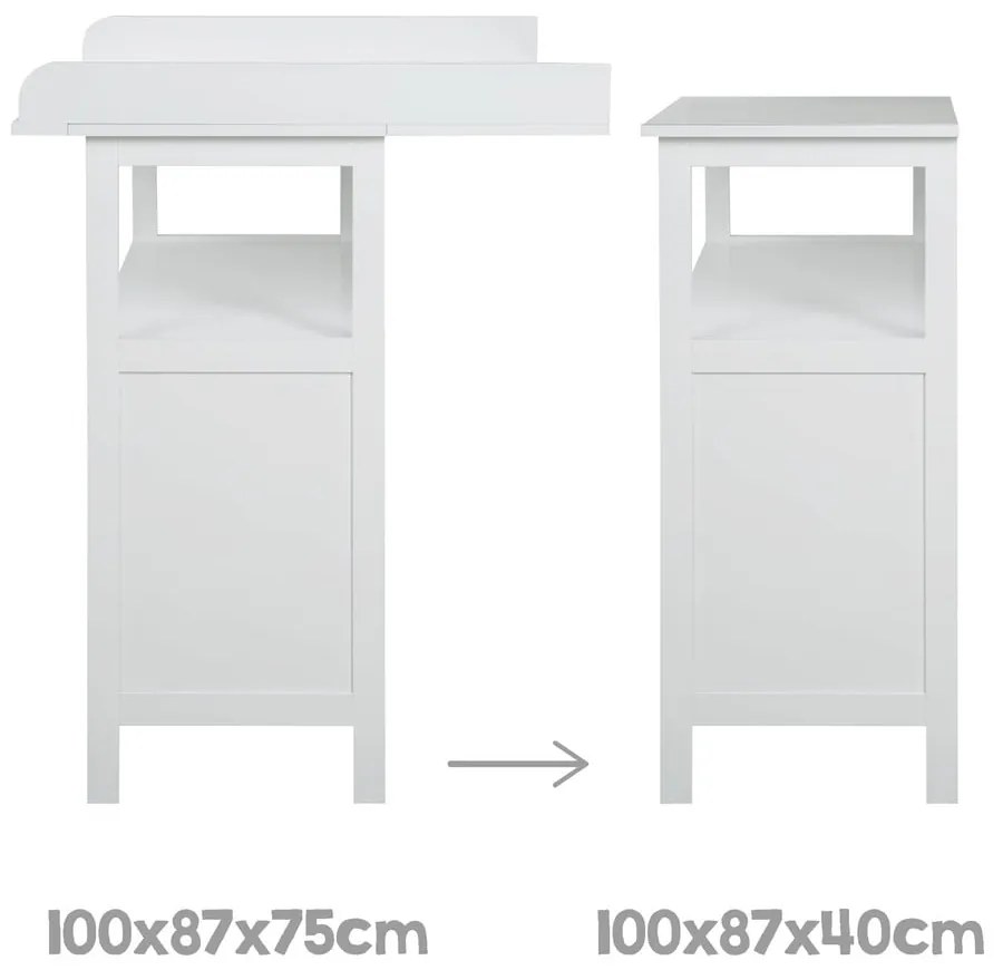 Comodă de copii gri cu masă de schimbat 87x100x75 cm Hamburg – Roba