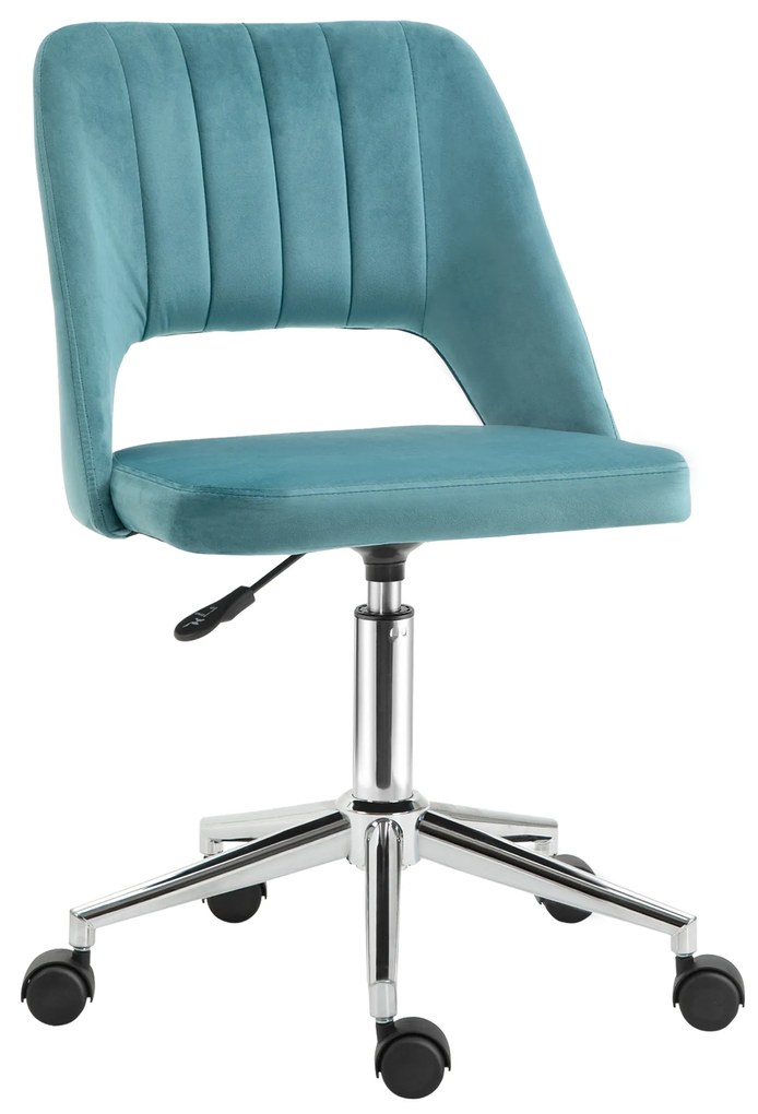 Vinsetto Scaun de birou ergonomic pivotant 360°, spate striat aerisit, înălțime reglabilă, tapițerie catifea, 49x60x91 cm, albastru | Aosom Romania