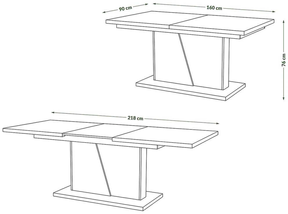 Mazzoni NOBLE NOIR Alb Mat/Antracit (Gri închis) - MASA SE EXTINDE PÂNĂ LA 218 cm!