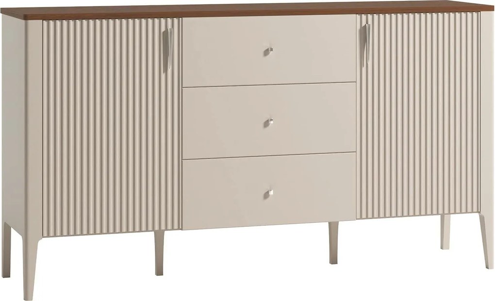Comodă lemn masiv nuc Napoli Crem/, 162 × 40 × 90 cm
