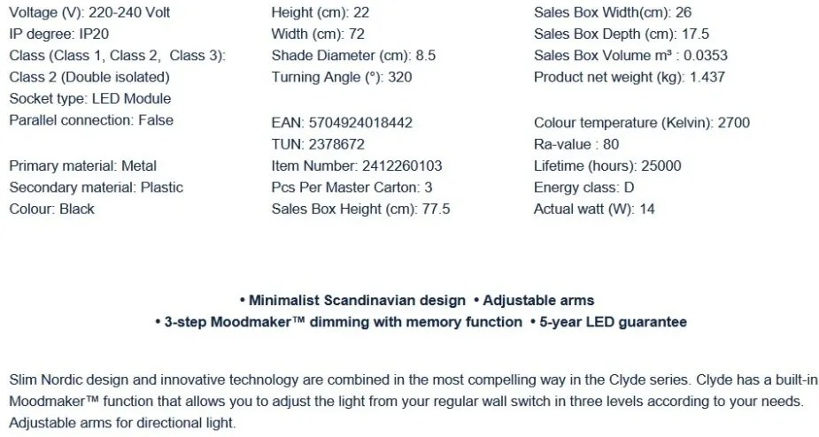 Lustra LED cu 4 spoturi, design modern, 3-Step MOODMAKER, Clyde 4 negru