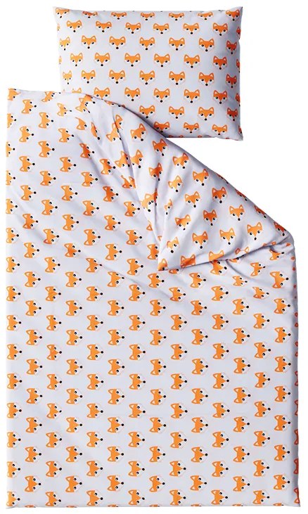 Lenjerie de pat din bumbac pentru patut FOX alb