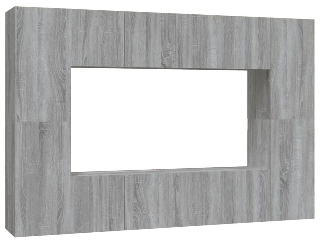 3120252 vidaXL Set dulap TV, 8 piese, gri sonoma, lemn prelucrat