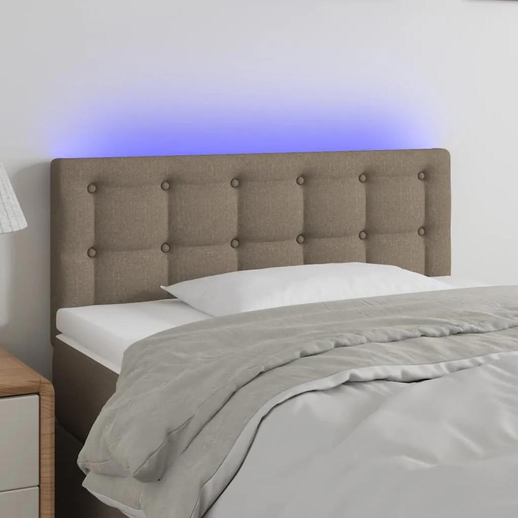 3122040 vidaXL Tăblie de pat cu LED, gri taupe, 100x5x78/88 cm, textil