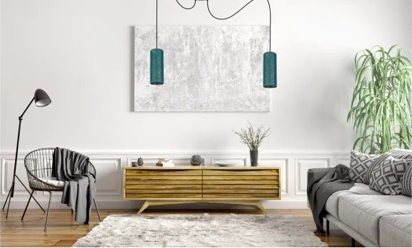 Lustră pe cablu AVALO 2xE27/60W/230V turcoaz/auriu