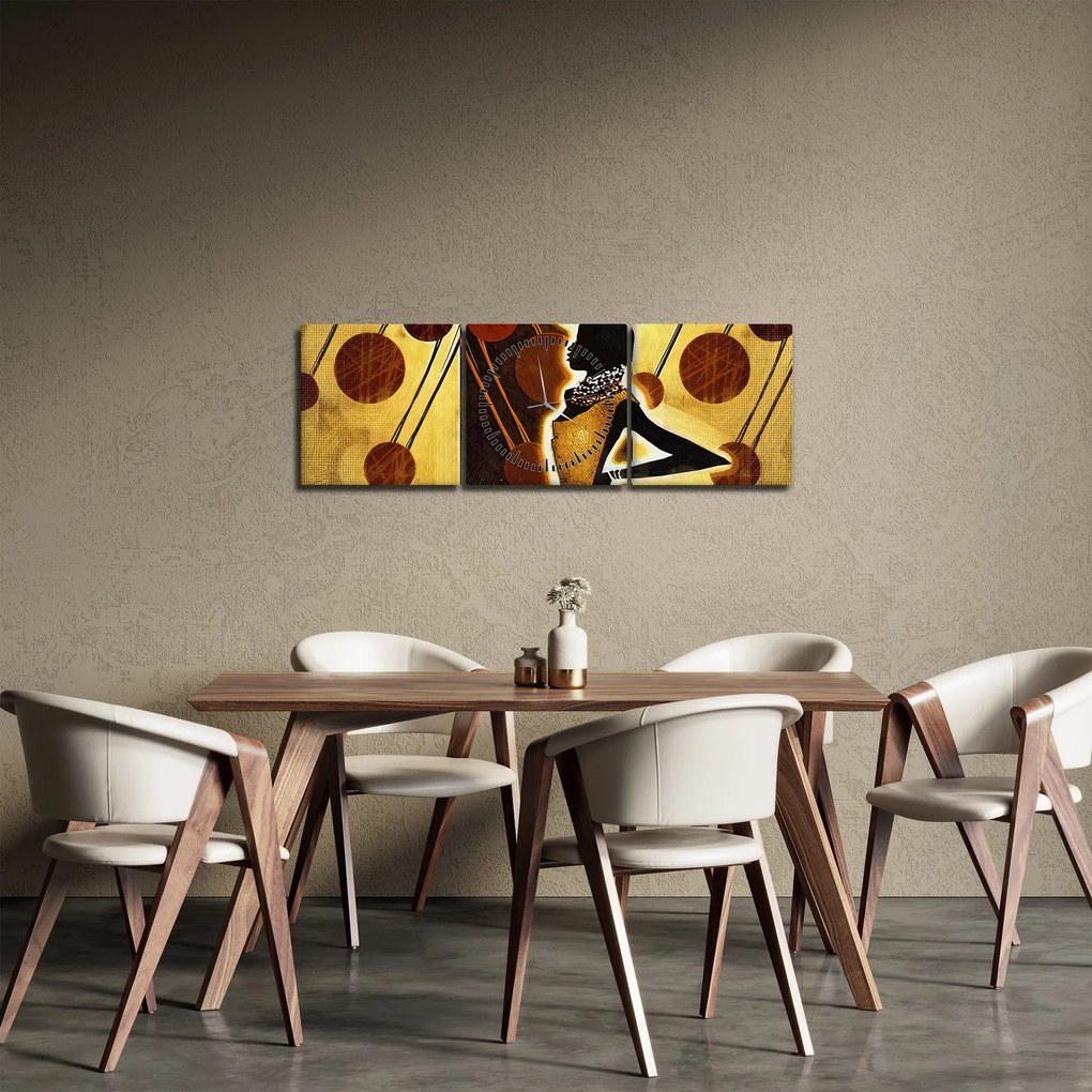 Tablou cu pictură artistică străveche (cu ceas) (90x30 cm)