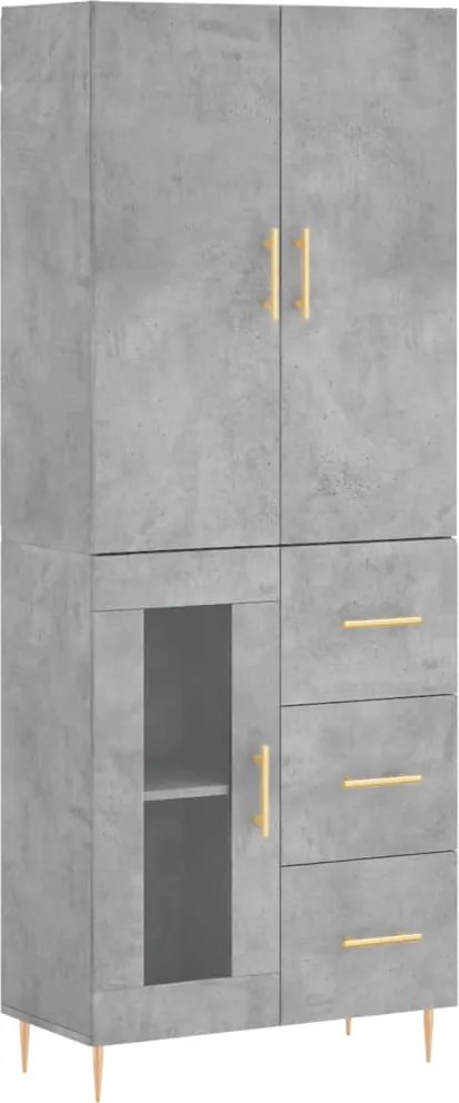 vidaXL Dulap înalt, gri beton, 69,5x34x180, lemn compozit