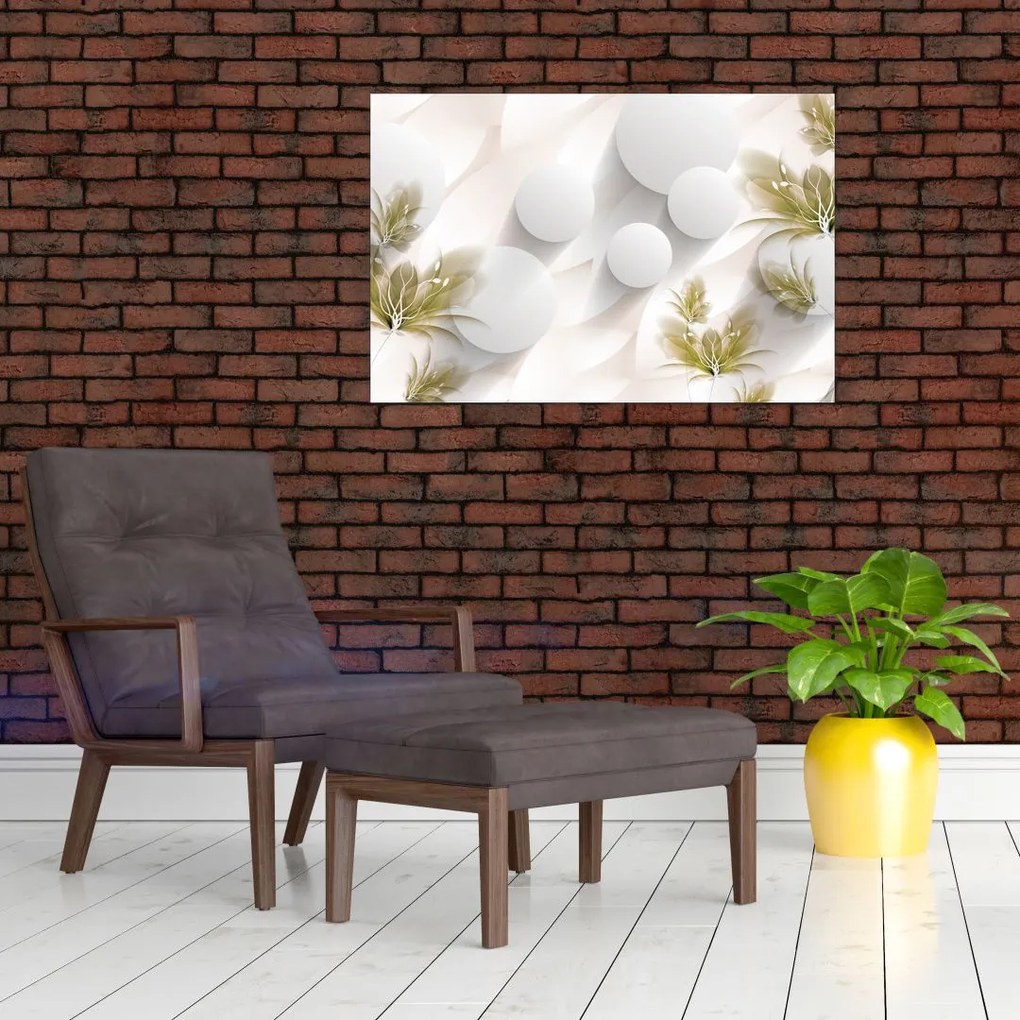 Tablou - 3D cercuri cu flori (90x60 cm)