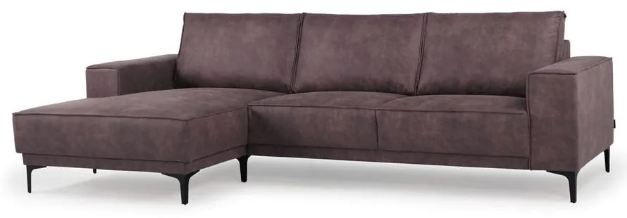 Colțar maro închis cu tapițerie din imitație de piele (colț pe partea stângă ) Copenhagen – Scandic