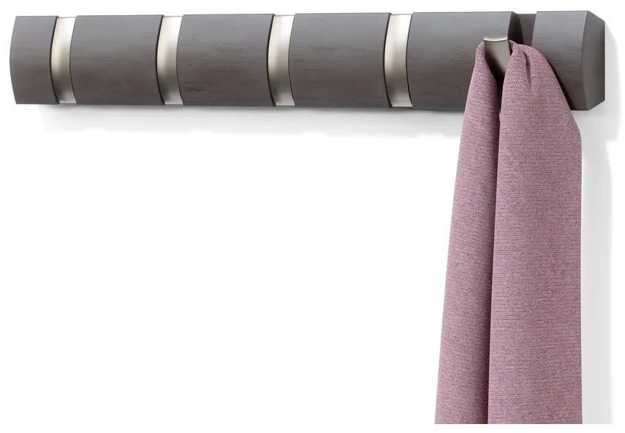 Cuier de perete gri din lemn masiv de plop Flip – Umbra