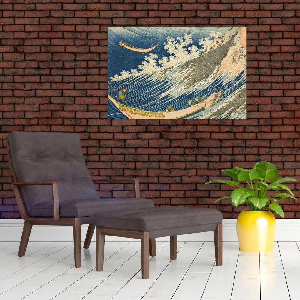 Tablou - Katsushika Hokusai, Fishing Boats at Choshi in Shimosa (Soshu Choshi) , reproducere (90x60 cm)