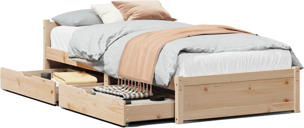 vidaXL Cadru de pat fără saltea, 75x190 cm, lemn masiv de pin