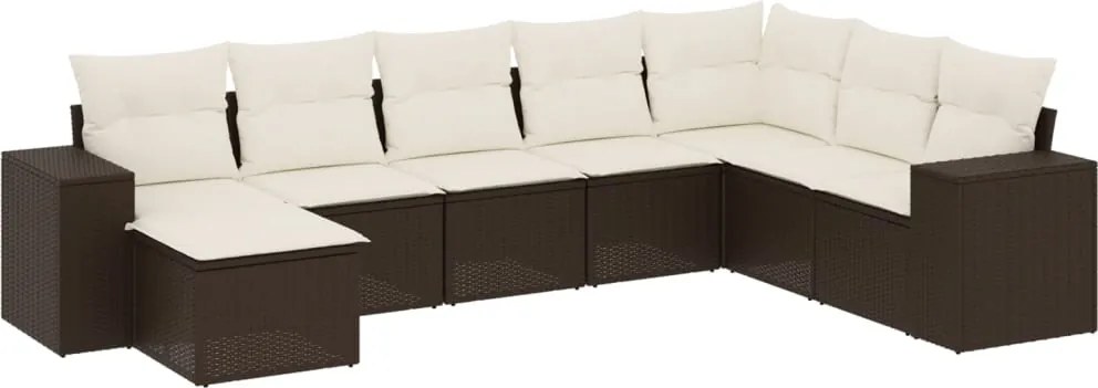 vidaXL Set canapele de grădină cu perne, 8 piese, maro, poliratan