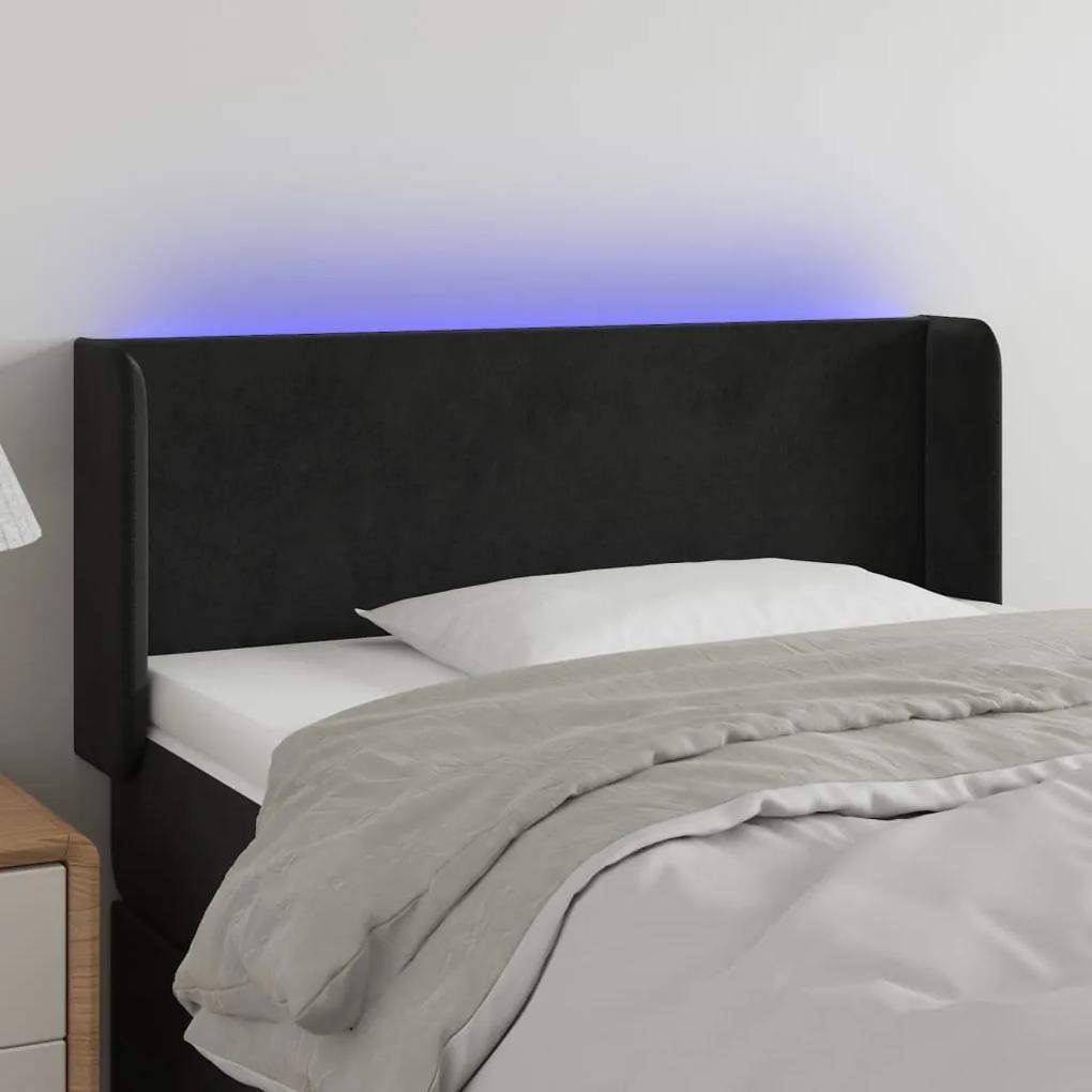 3122988 vidaXL Tăblie de pat cu LED, negru, 83x16x78/88 cm, catifea