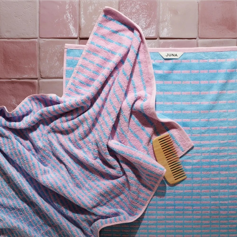 Prosop albastru/roz din amestec de bambus din frotir 50x100 cm Nuance – JUNA