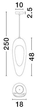 Pendul design modern, Stone Brown, TEMPUS, 18x48cm