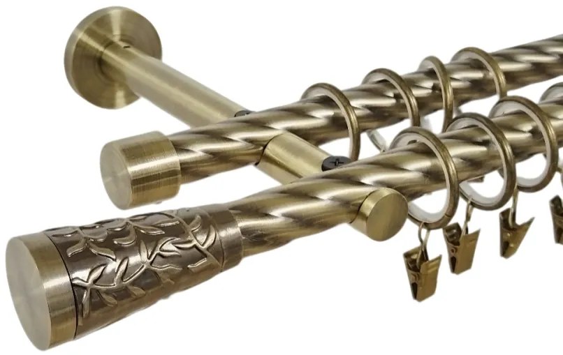 Galerie dubla twist prindere perete picior universal sevilla 19/19 aur antic (Alege marime: 280 cm)