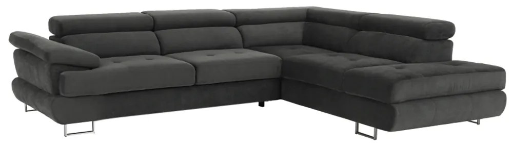 Colţar, piele ecologică gri-maro, model dreapta, BUTON P
