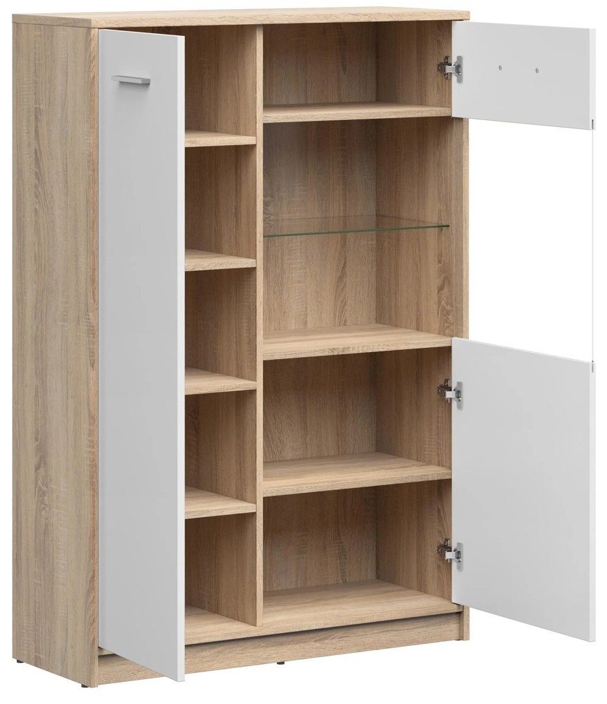Vitrină Nepo Plus 24 (Stejar sodoma + Alb) . 1100783