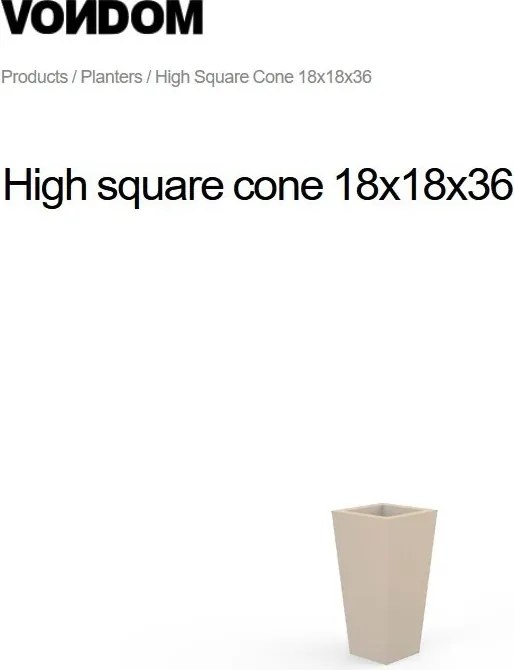 Ghiveci plante design decorativ modern interior / exterior HIGH SQUARE CONE mini 18x18x36cm