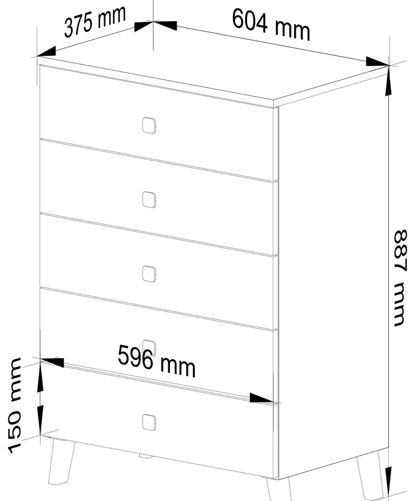 Comodă Menudas (alb + negru). 1117239