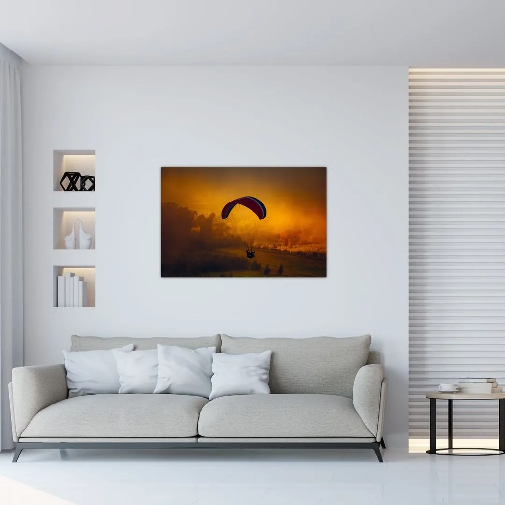Tablou cu parașutistul în apus de soare (90x60 cm)