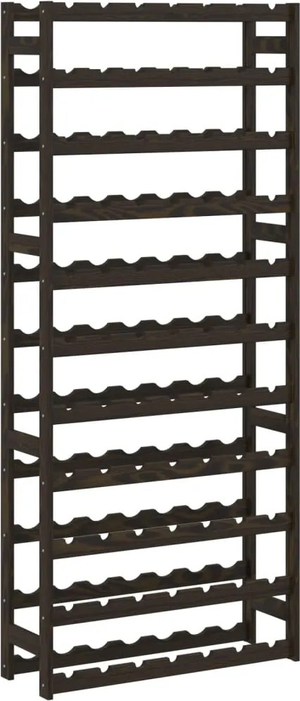 vidaXL Suport sticle de vin, 77 sticle, negru, lemn masiv de pin