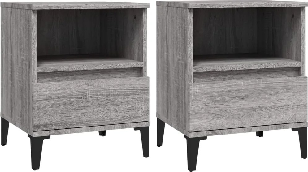 vidaXL Noptiere, 2 buc., gri sonoma, 40x35x50 cm