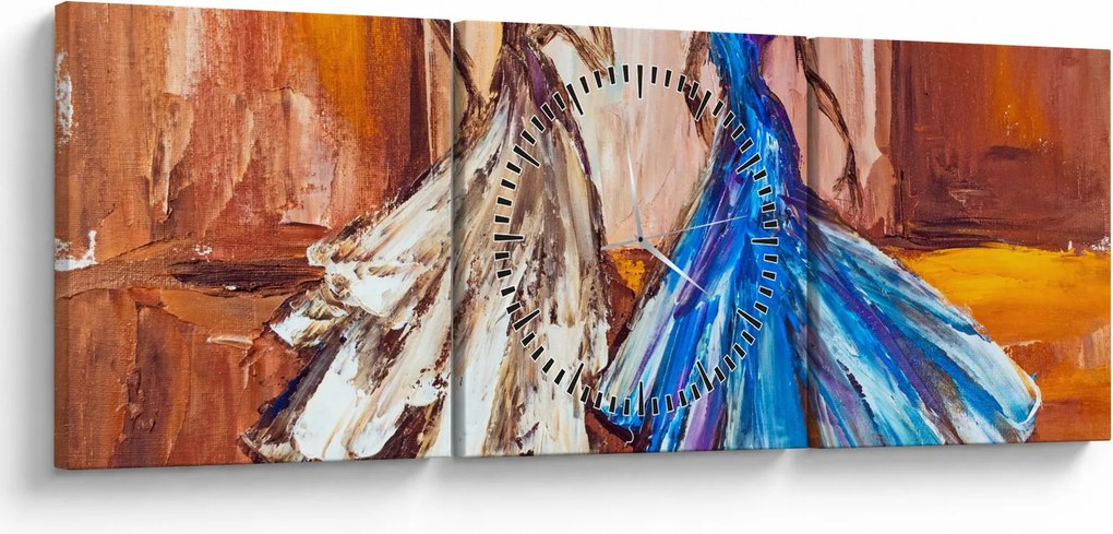 Tablou - Dansatoare, pictură în ulei (cu ceas) (90x30 cm)