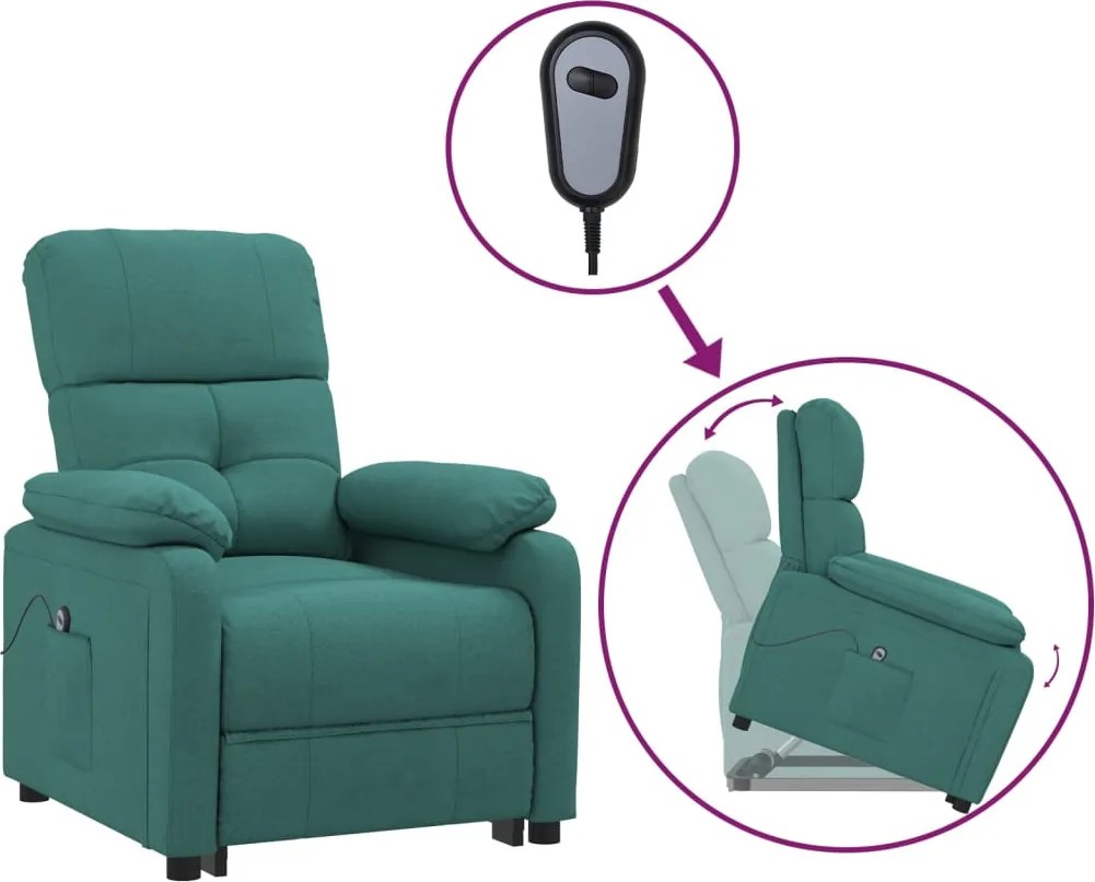 vidaXL Fotoliu cu ridicare, verde închis, material textil