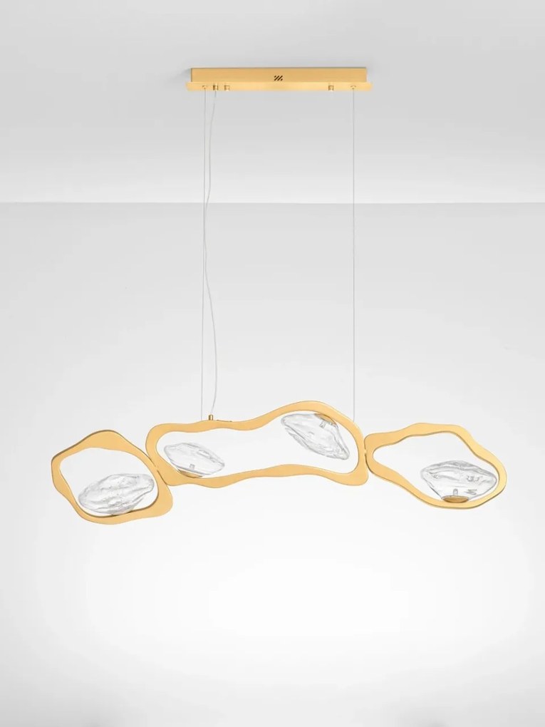Lustra LED otel auriu si sticla DENISE