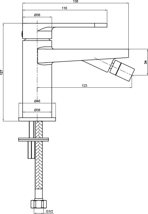 Baterie bideu, negru, pipa 12,3 cm, cu aerator, LaVita Coral Negru