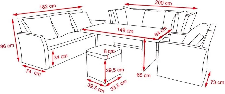 Set luxos mobilier de grădină din ratan Avenberg FIRENZE
