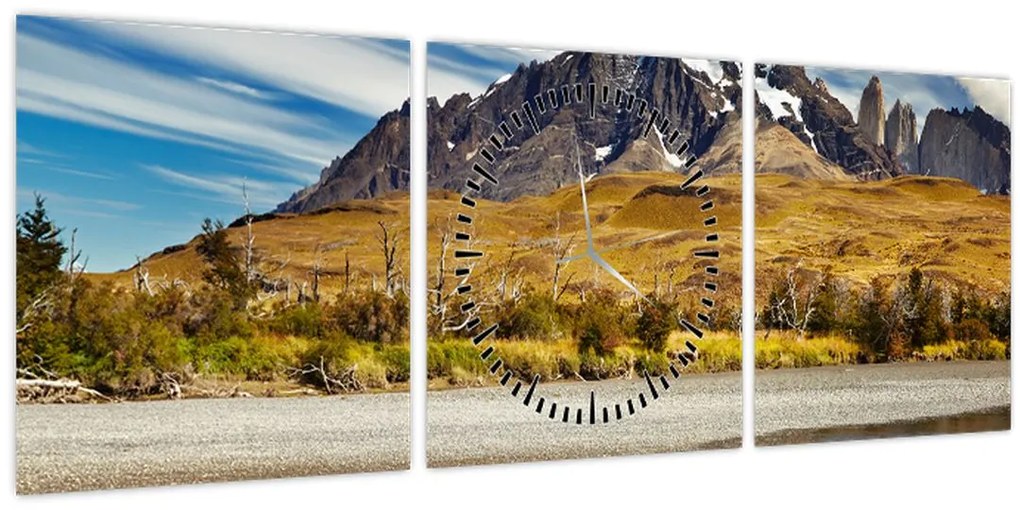 Tablou - Parcul Național Torres del Paine (cu ceas) (90x30 cm)