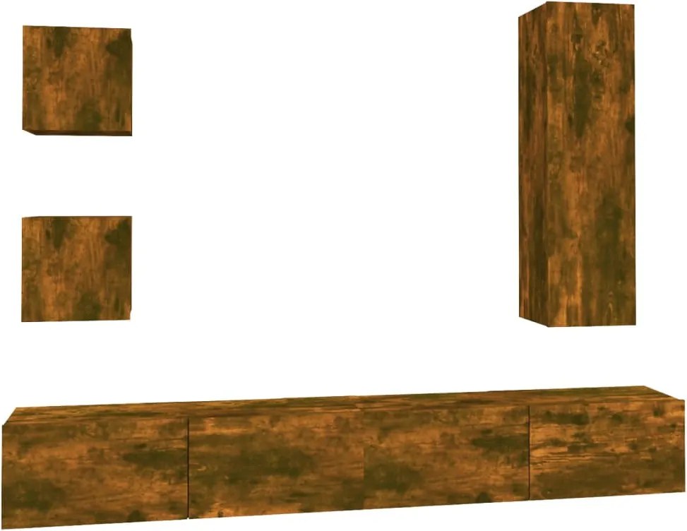 vidaXL Set dulapuri TV, 5 piese, stejar fumuriu, lemn prelucrat