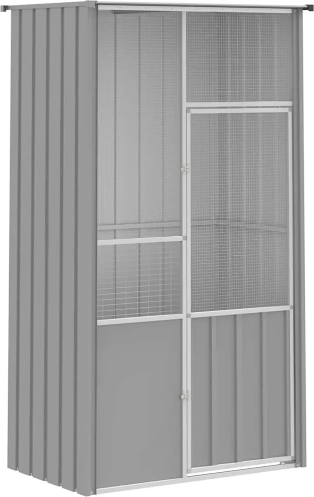 vidaXL Colivie pentru păsări gri 115x78x200 cm oțel galvanizat